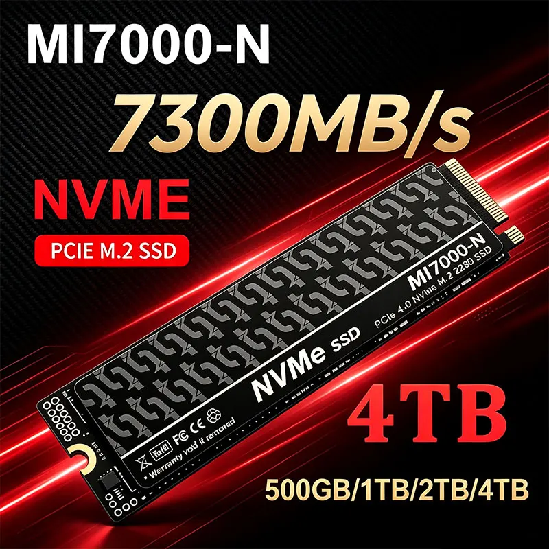 M.2 Nvme 4Tb Pcie 4.0 Ssd - قرص SSD MI7000-N بسرعة 7300 ميجابايت/ثانية،